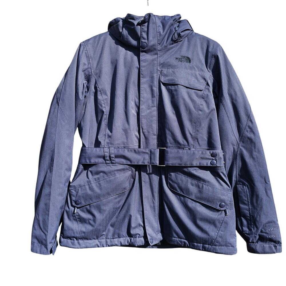 The North Face Womens L HyVent 550 Down Insulated Jacket Purple Waterproof Coat